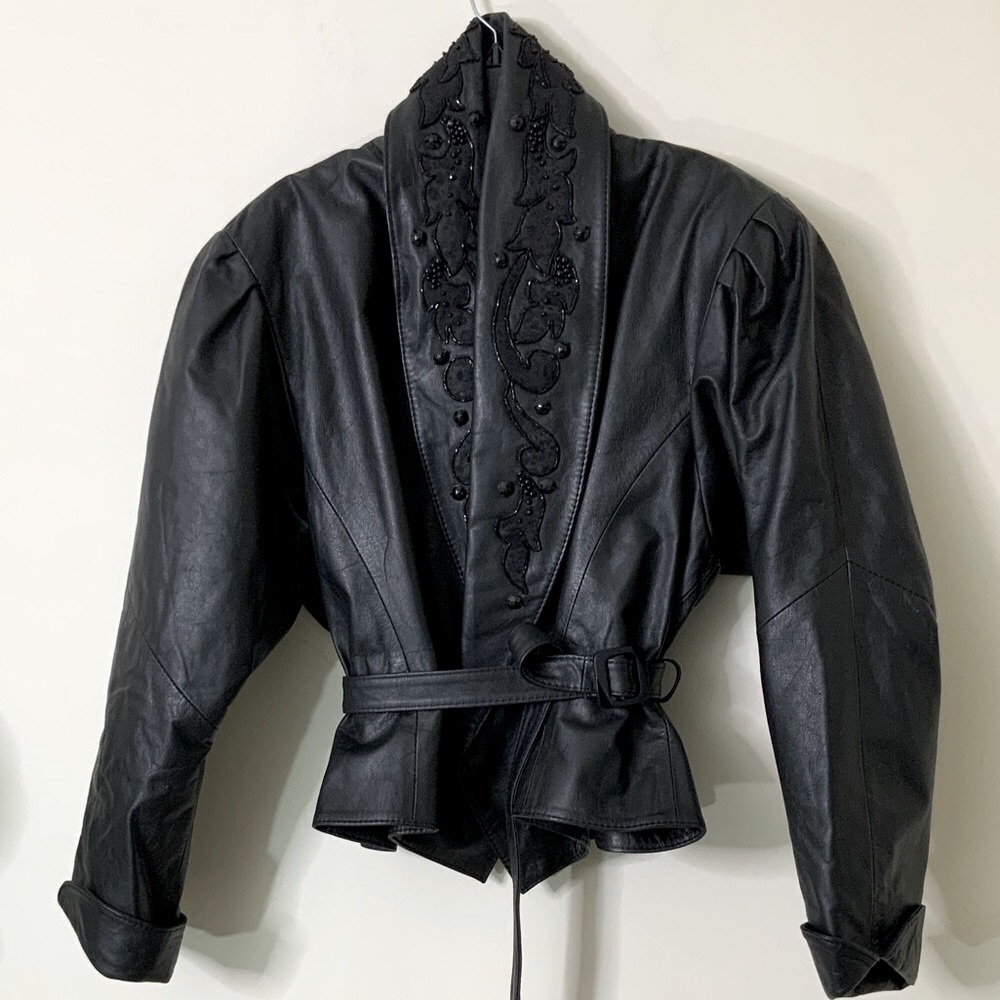 VINTAGE Leather Peplum Jacket Blazer